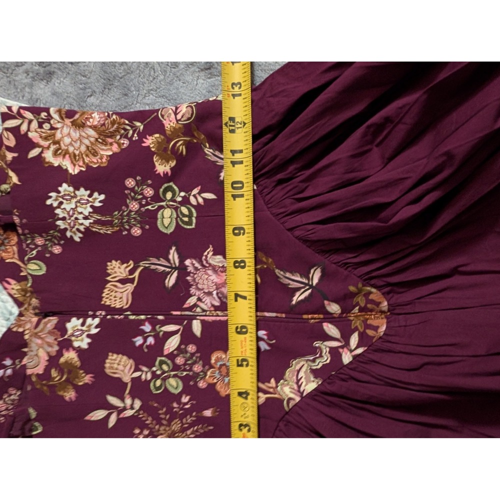 Hemant & Nandita Savi Maxi Dress Wine Floral Cotton Poplin XS NEW Wedding guest - Picture 12 of 14